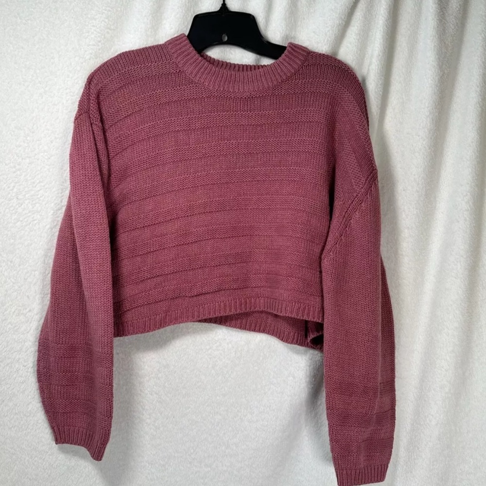 Top shop women’s crop blush pink color cable knit oversized sweater size 4 - Picture 1 of 9